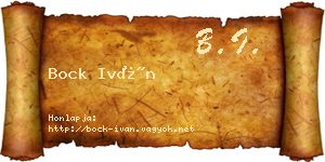 Bock Iván névjegykártya
